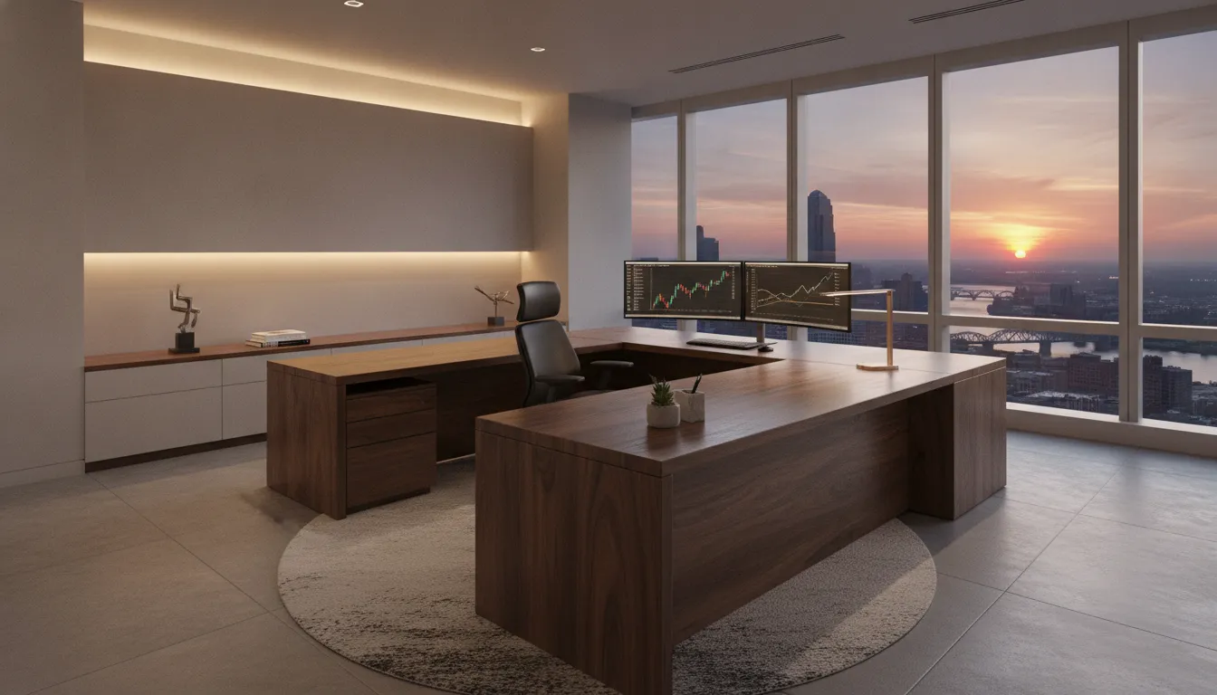 Pre-owned u-shaped executive desk in a Cleveland office showroom