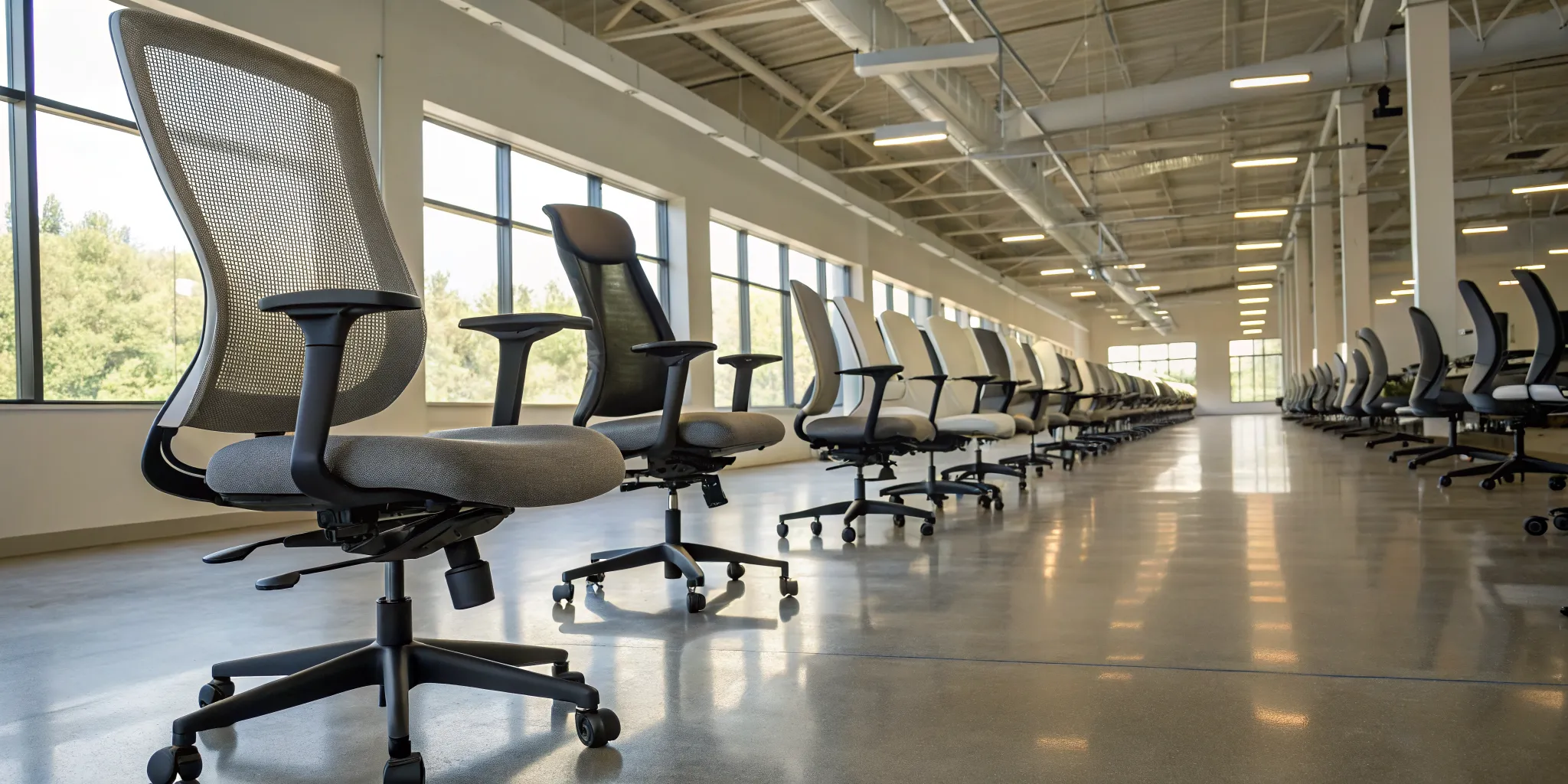 A showroom where you can buy a wide selection of refurbished office chairs.