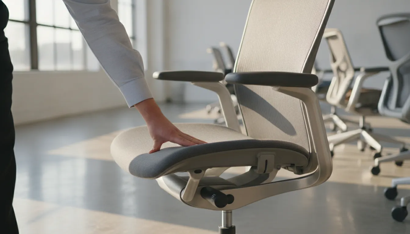Pre-owned Knoll office chair in a bright Cleveland showroom