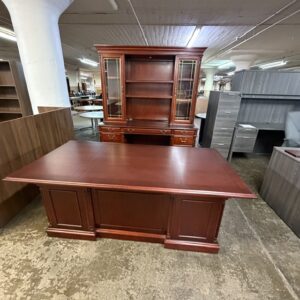Refinished Traditional Desk & Credenza Set